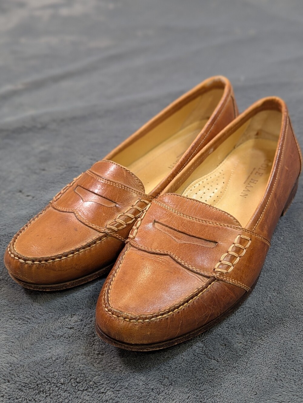Cole Haan Pinch Penny Loafers Men’s 9.5 British Tan Brown Leather Slip On Dress